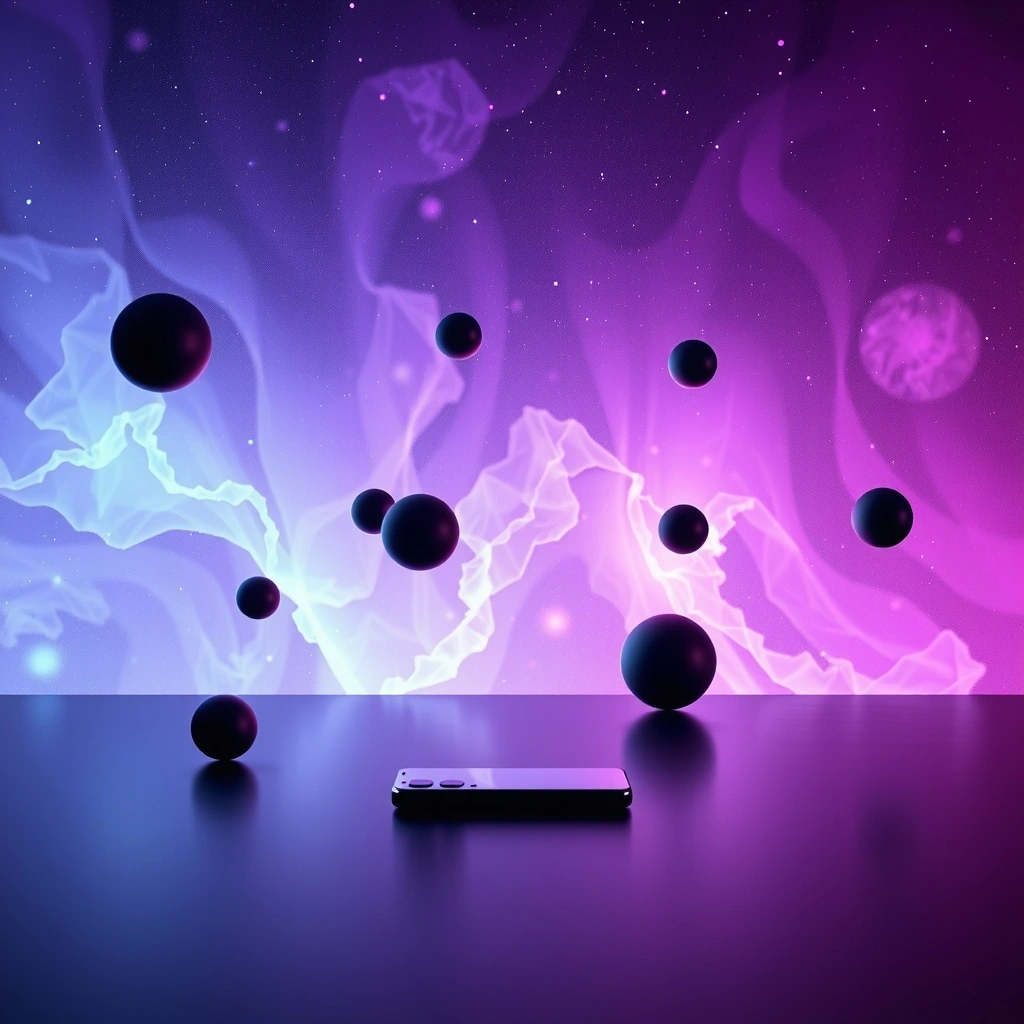 Cosmic background with space nebula and abstract mobile game elements