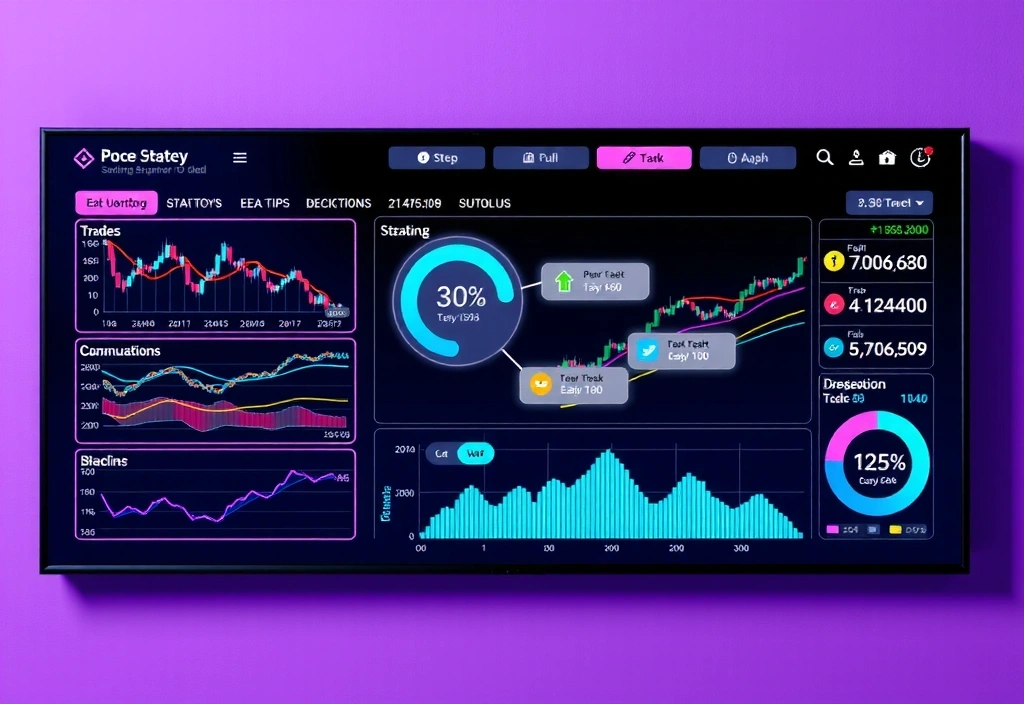 Interactive trading strategy dashboard with multiple charts, risk management tools, and decision-making interface